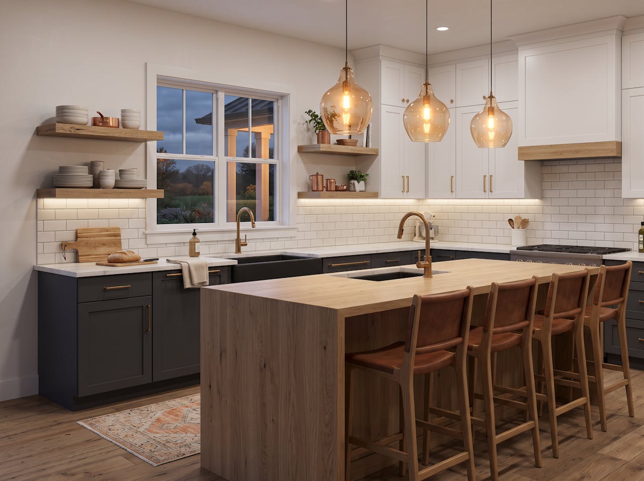 Concept render of a warm modern farmhouse kitchen by ALC Building & Renovations